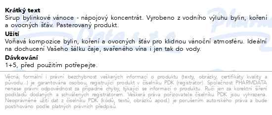 Leros Sirup Bylinkové Vánoce 250 ml - popis