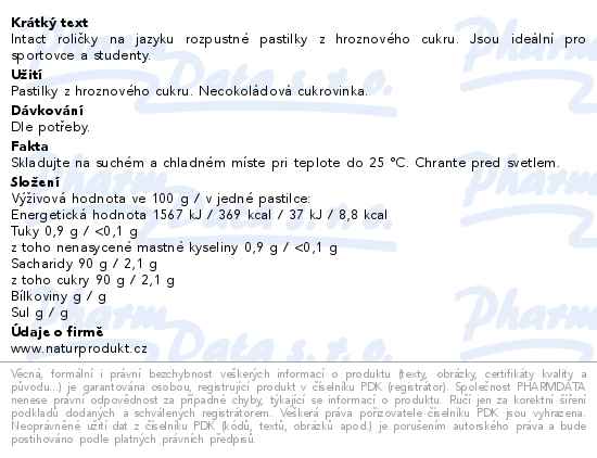 Intact hroznový cukr classic 17ks - popis