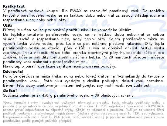 Profesionální parafínová vosková koupel Rio-PWAX - popis