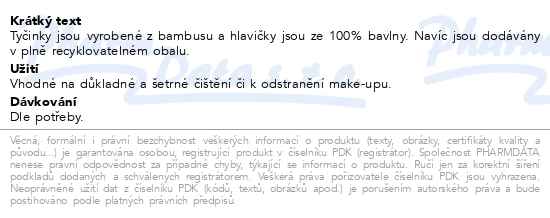 Allnature Ekologické vatové tyčinky 200 kusů - popis
