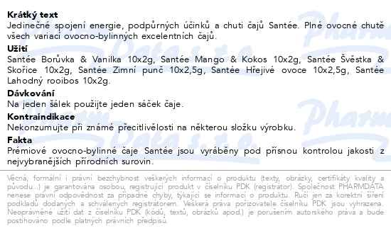 Santée Excellent tea kolekce ovocných čajů 6x10 kusů - popis