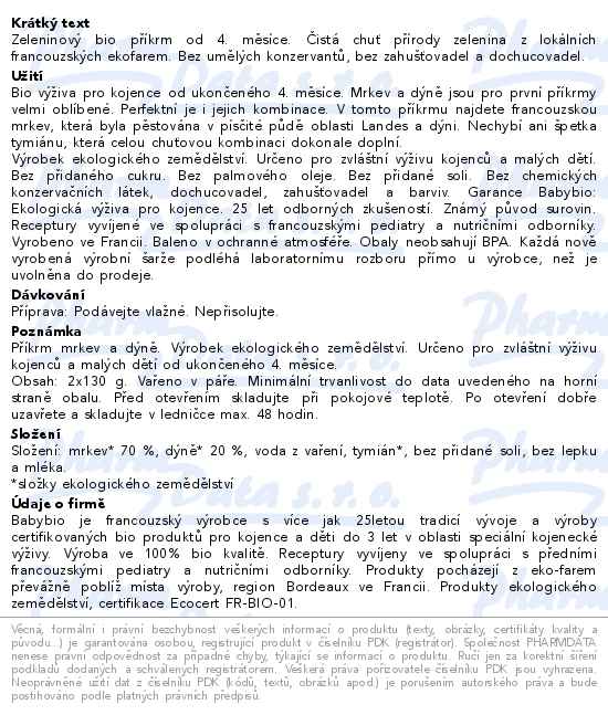 Babybio Mrkev-dýně 4m+ 2x 130g - popis
