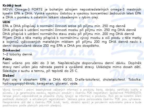 Movit Omega 3 forte 180 tobolek - popis