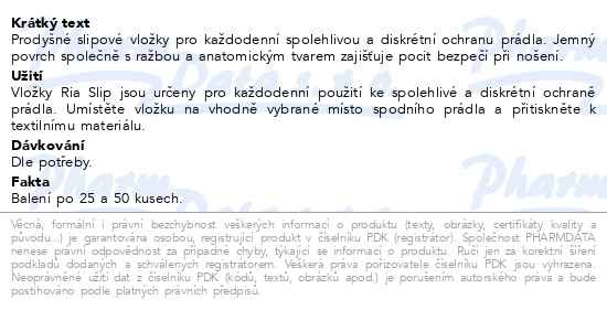 Ria Vložky Slip Air 25 ks - popis