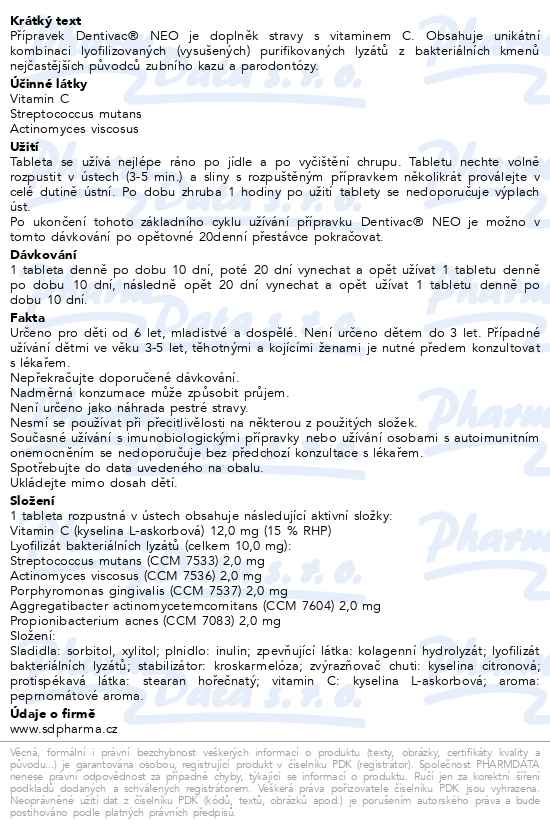 Dentivac Neo 30 tablet - popis