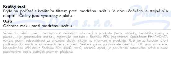 Glassa Brýle na PC černé +0.00 - popis