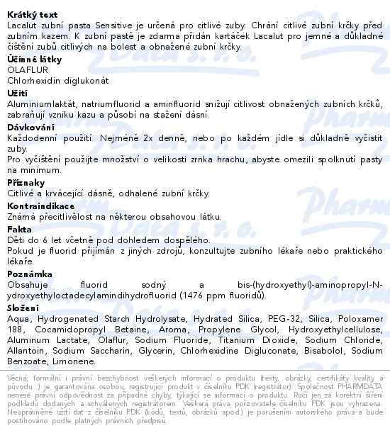 Lacalut Sensitive zubní pasta 75 ml Zlatá Edice - popis