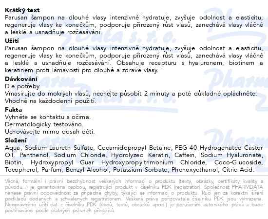Parusan šampon na dlouhé vlasy 200 ml - popis
