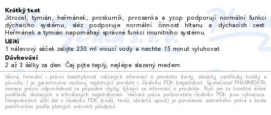 Průduškový čaj 20 sáčků AGmed - popis