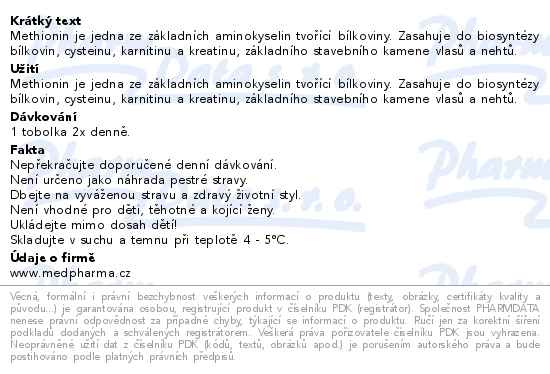 Medpharma L-methionin 500 mg 97 tobolek - popis