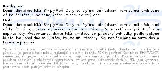 Simplymed Daily dávkovač léků denní - popis