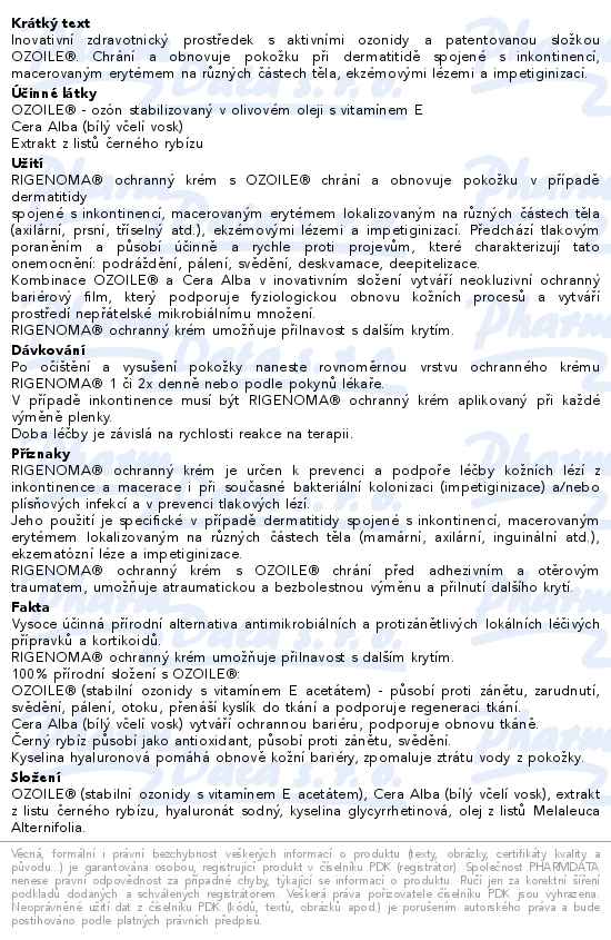 Rigenoma Ochranný krém 100 ml - popis