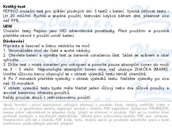 Pepino Ovulační test dipstrip 5ks - popis