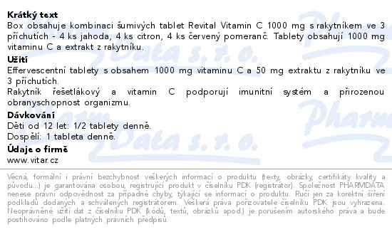 Revital Vitamin C s rakytníkem Box 12x20 šumivých tablet - popis