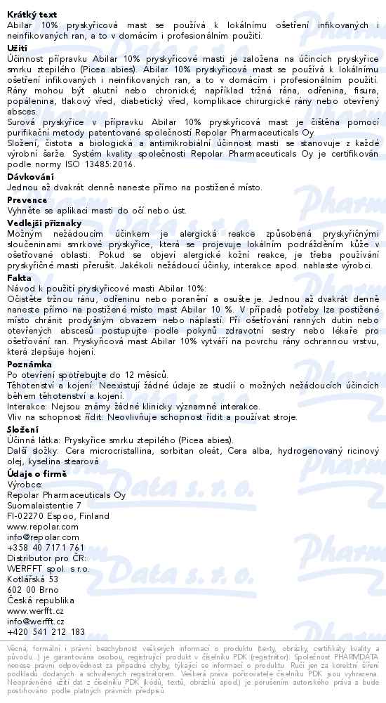 Repolar Abilar Balzám na rány 20 g - popis