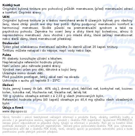 Dr.Popov Kapky bylinné Klidná menstruace 50ml - popis