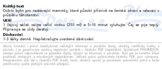 Leros Růžový čaj pro těhotné 20x2g Bio - popis