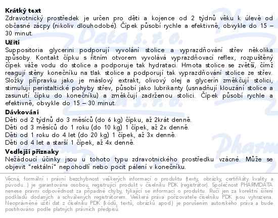 Suppositoria glycerini Sano glycerínové čípky Pro děti 1 g 5 ks - popis