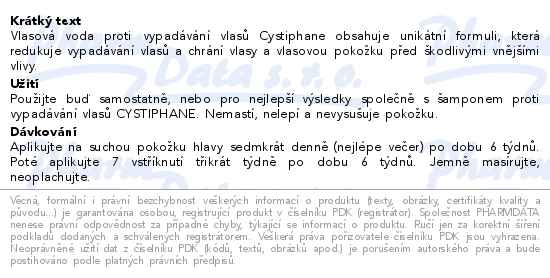 Cystiphane vlasová voda proti vypadávání vlasů 100 ml Bailleul - popis