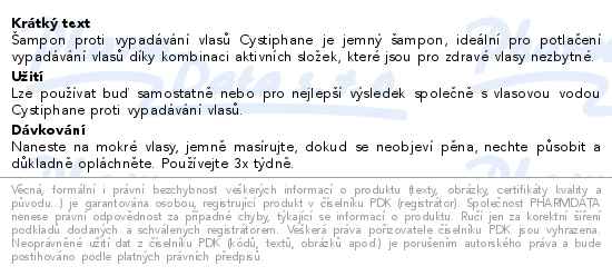 Cystiphane šampon proti vypadávání vlasů 200 ml Bailleul - popis