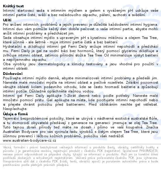 Australian Bodycare Intimate Care Startovací sada - popis