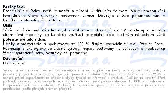 Stadler Form Relax Esenciální olej 10 ml - popis