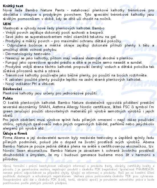 Bambo Nature Pants 5 navlékací dětské plenkové kalhotky treninkové 11-17kg 19ks - popis