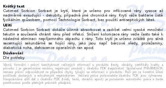 Cutimed Sorbion Sorbact Krytí sterilní, antimikrobiální 10x10 cm - popis