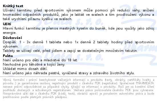 Karnitin 60 tablet - popis