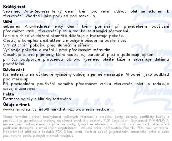 Sebamed Anti-redness lehký denní krém 50 ml - popis
