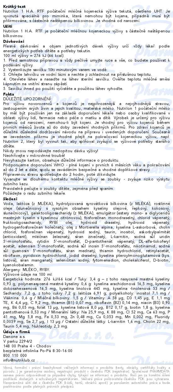 Nutrilon 1 H.A. 24x90 ml - popis