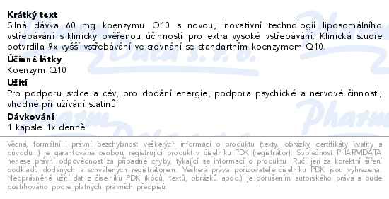GS Koenzym Lipo Q10 60mg 60 kapslí - popis