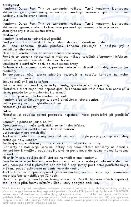 Durex Feel Thin Regular Fit prezervativ 12 kusů - popis