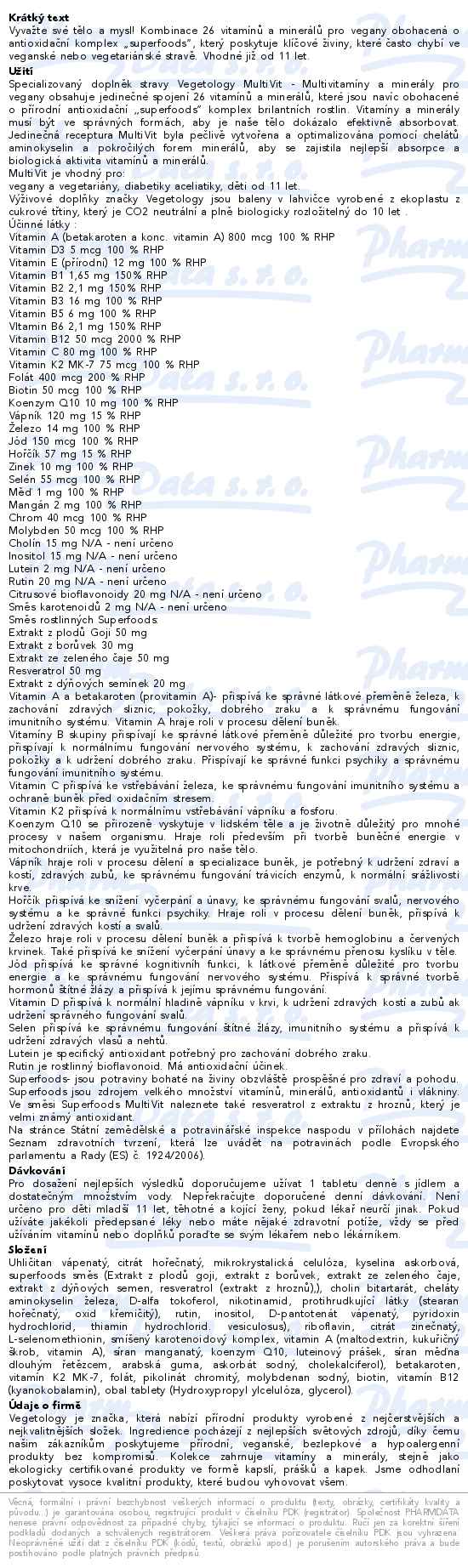 Vegetology MultiVIt 60 tablet - popis