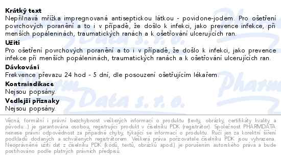 Inadine Neadherentní krytí s povidion jodem 9,5x9,5cm, 25ks - popis