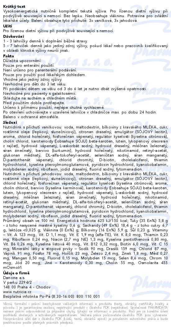 Nutridrink Balíček 5+1 (vanilka-jahoda) 6x200ml - popis