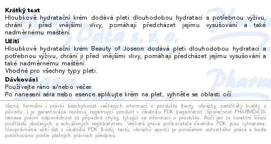 Beauty of Joseon hydratační krém 50ml - popis