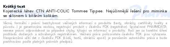 Tommee Tippee CTN Kojenecká Lahev ANTI-COLIC Střední růtok 340 ml 3m+ 2 kusy - popis