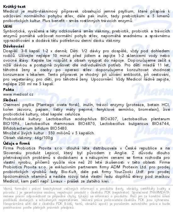 Medicol+ vláknina/enzymy/živé kultury 220 kapslí - popis