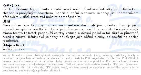 Bambo Dreamy Night Pants 4-7 let plenkové kalhotky 15-35 kg 10 kusů - popis