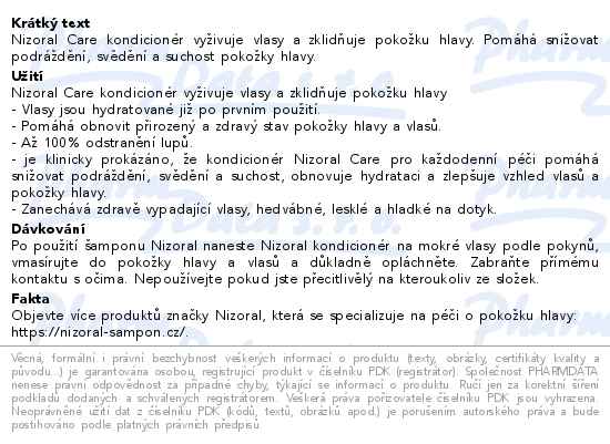 Nizoral Care kondicionér 200 ml - popis