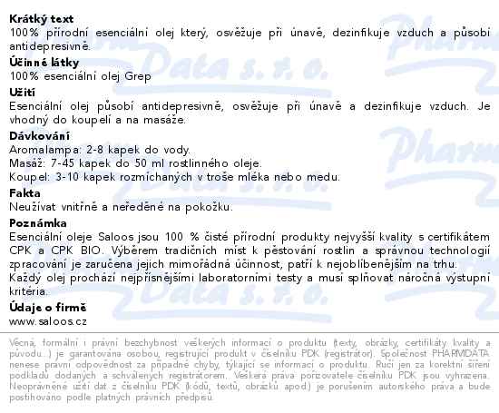 Saloos Grep esenciální olej 10 ml - popis