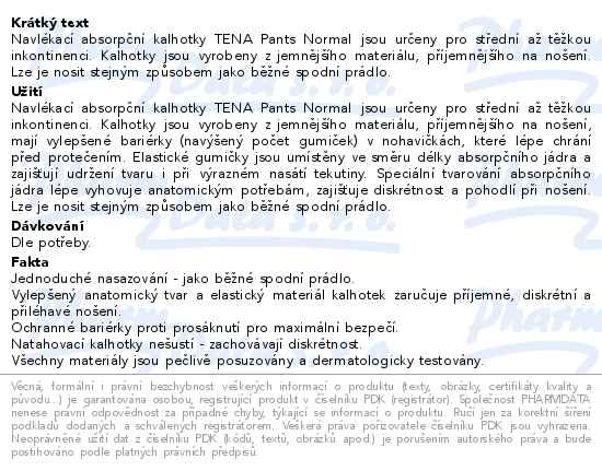 Tena Proskin Pants Normal Large inkontinenční kalhotky 10ks 791612 - popis