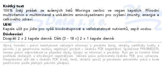 Via Organica Moringa caribic Natural 60 kapslí - popis