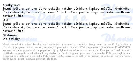 Pampers Harmonie Protect&Care calendula čistící ubrousky 9x44ks - popis