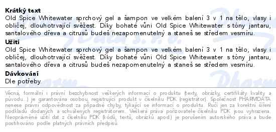 Old Spice WhiteWater sprchový gel a šampon 3v1 Fresh Extra-XL 1000ml - popis