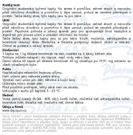 Dr.Popov Kapky bylinné Student-No stress 50ml - popis