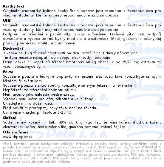 Dr.Popov Kapky bylinné Student-brain Booster 50ml - popis