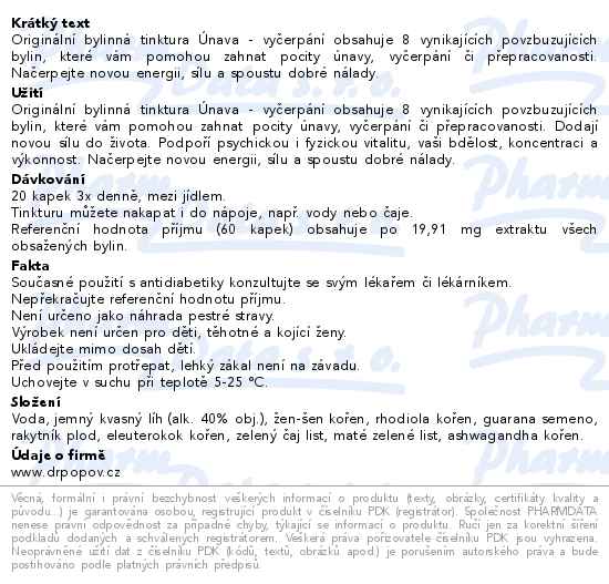 Dr.Popov Kapky bylinné Únava-vyčerpání 50ml - popis
