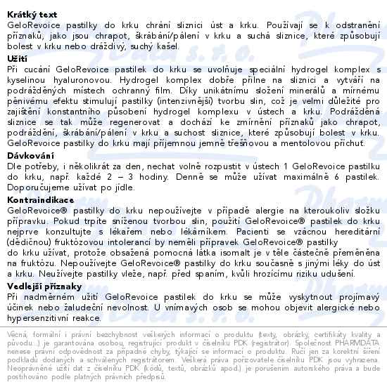 GeloRevoice pastilky do krku bezinka - bez mentolu 10 kusů - popis